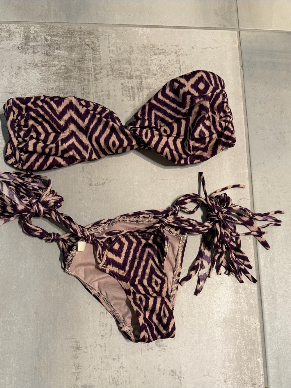 Victoria Secret purple  Geometric Tie-Side Fringe Bandeau Bikini - Women Swim